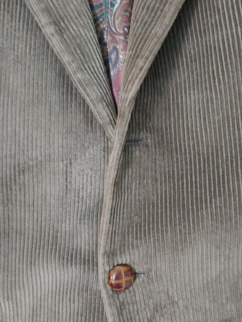 Vintage Ralph Lauren Corduroy Blazer Brown Paisley Lined Men's Size 44S